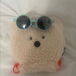 Plush Bear Kids Bag with Teal Sunglasses